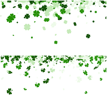 Two Saint Patrick's day backgrounds with shamrocks. Vector paper illustration.のイラスト素材