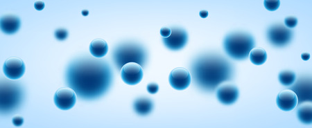 Abstract blue banner with 3d bubbles. Vector illustration.のイラスト素材