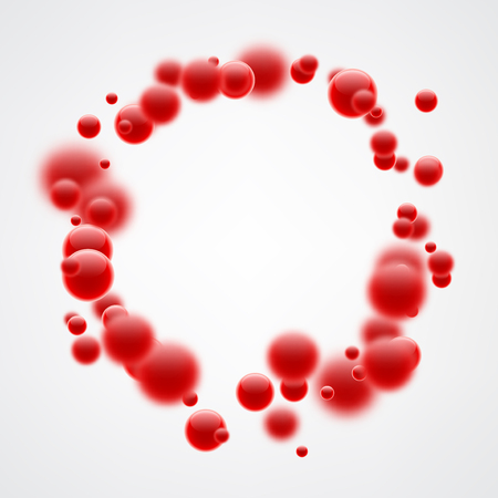 Abstract background with red 3d bubbles. Vector illustration.のイラスト素材