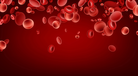 3d streaming blood cells on red background. Vector illustration.のイラスト素材