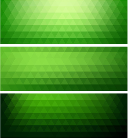Green gradient banners set with triangular pattern. Vector paper illustration.のイラスト素材