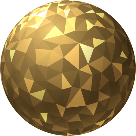 Golden 3d ball with abstract geometric pattern. Vector paper illustration.のイラスト素材