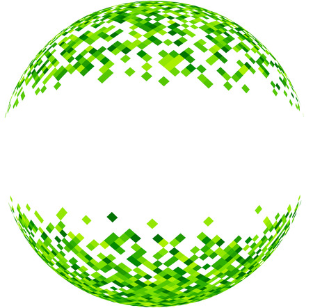 White abstract 3d ball with green squares pattern. Vector paper illustration.のイラスト素材