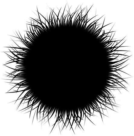 Black round summer background with grass. Vector paper illustration.のイラスト素材