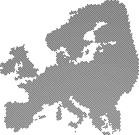 Gray abstract Europe silhouette on white. Vector paper illustration.のイラスト素材