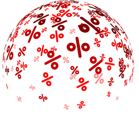 White sale ball background with percent signs. Vector paper illustration.のイラスト素材