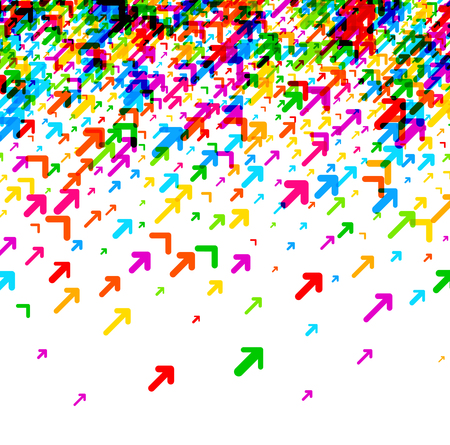 White background with colorful arrows pattern. Vector paper illustration.のイラスト素材