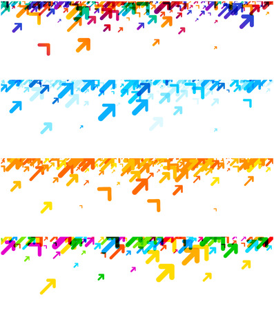 White banners set with colorful arrows pattern. Vector paper illustration.のイラスト素材