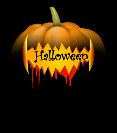 Black background with halloween pumpkin. Vector illustration.のイラスト素材