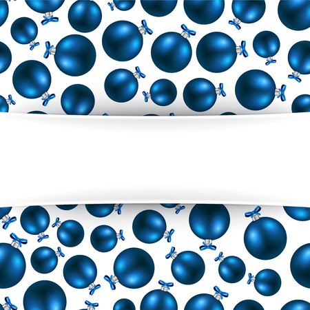 White New Year background with blue Christmas balls. Vector illustration.のイラスト素材