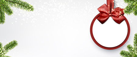 New Year background with spruce branches and Christmas ball. Vector illustration.のイラスト素材