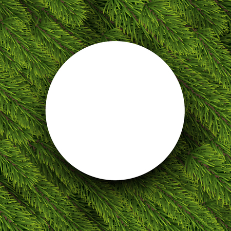 Round background of green Christmas tree branches. Fir vector pattern texture illustration.のイラスト素材