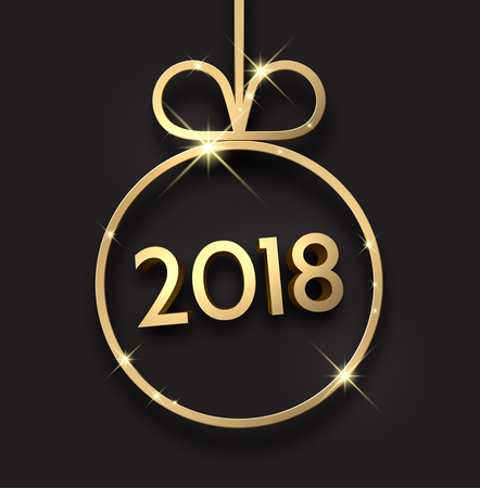 3d 2018 New Year card with Christmas ball. Vector illustration.のイラスト素材