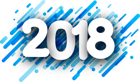 Blue abstract 2018 new year background. Vector paper illustration.のイラスト素材