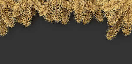 Grey background with spruce branches. Vector illustration.のイラスト素材