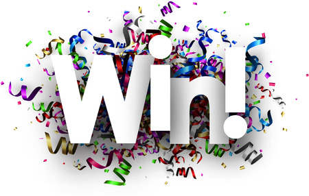 White win festive card with colorful paper serpentine. Vector illustration.のイラスト素材