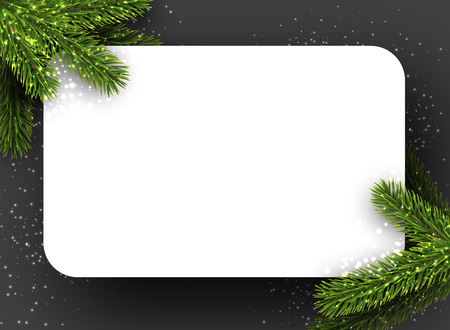 Grey shining winter background with fir branches. Vector illustration.のイラスト素材