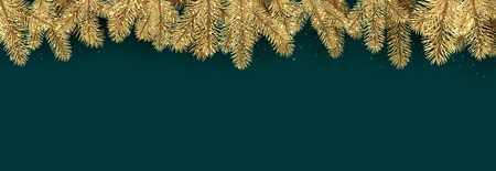 Blue New Year banner with spruce branches. Vector illustration.のイラスト素材