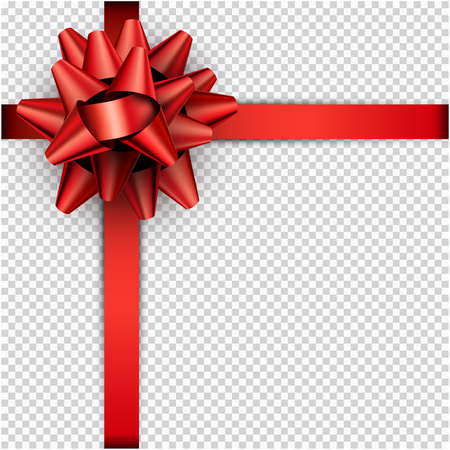 Realistic beautiful red bow with ribbon for gift wrap. Vector illustration background.のイラスト素材