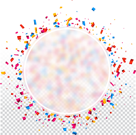 White round transparent New Year design with colorful confetti Vector illustration.のイラスト素材
