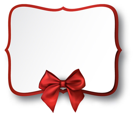 White figured holiday frame with red satin bow Vector paper illustration.のイラスト素材