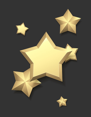 Grey holiday background with golden stars. Christmas decoration. Vector illustration.のイラスト素材
