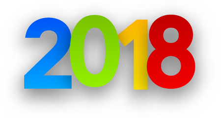Colorful 2018 new year sign. Vector paper illustration.のイラスト素材