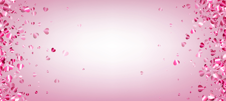 Pink love Saint valentine's background with glossy hearts confetti. Vector illustration.
のイラスト素材