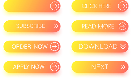 Set of bright orange and yellow icons isolated on white background. Vector illustration.のイラスト素材