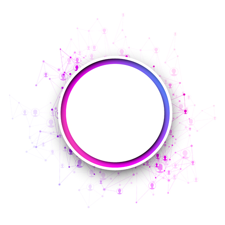 White round communication background with colorful spectrum network and frame. Vector paper illustration.のイラスト素材