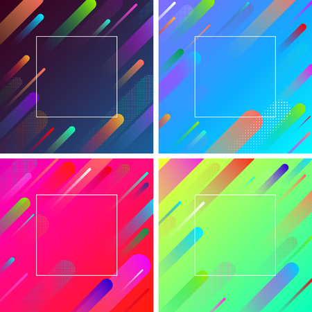 Bright spectrum backgrounds with frame and abstract colorful geometric pattern. Vector illustration.のイラスト素材