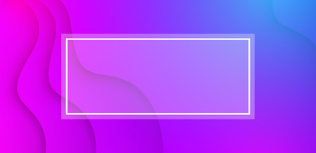 Blue and pink spectrum abstract wavy background with white rectangular frame. Vector illustration.のイラスト素材