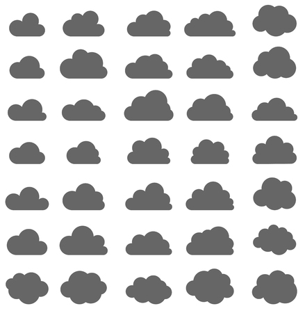 Set of grey clouds isolated on white background. Cloud storage. Vector sign.のイラスト素材
