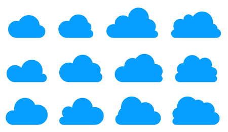 Set of blue clouds isolated on white background. Cloud storage. Vector sign.のイラスト素材