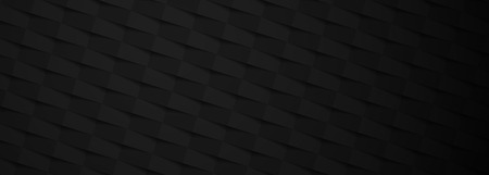 Black paper banner with geometric textured pattern. Vector background.