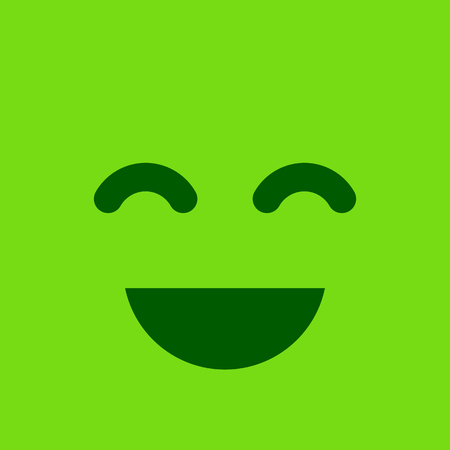 Happy green square smiley button. Positive emotion and satisfaction sign. Vector illustration.のイラスト素材