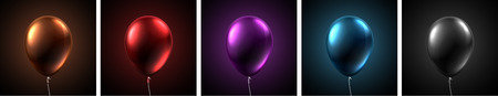 Set of cards with colorful shiny isolated balloons for festive decoration. Vector background.のイラスト素材
