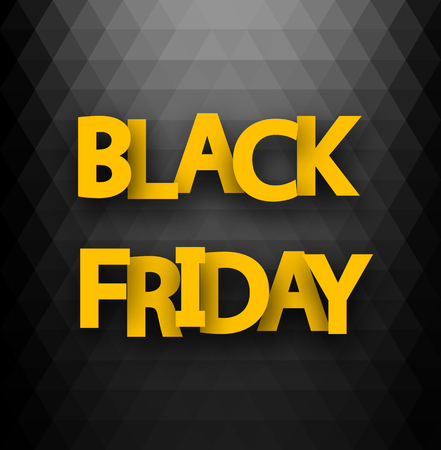 Black friday sale grey geometric promo poster with yellow text. Advertising for store. Vector background.のイラスト素材