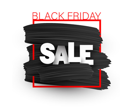 Black friday sale promo poster with brush strokes design. Vector background.のイラスト素材