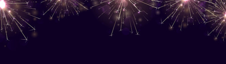 Festive banner with golden sparkle firework. Festive decor. Vector background.のイラスト素材