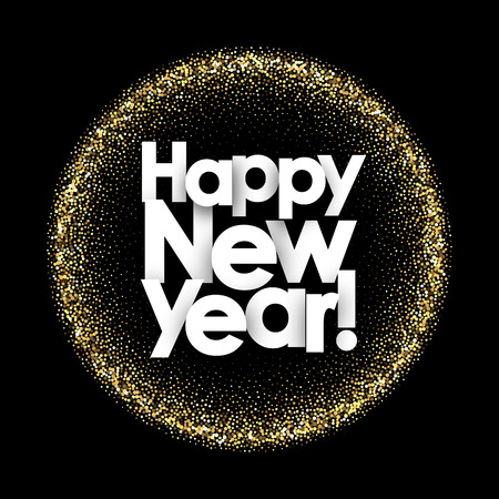 Happy New Year golden shiny greeting card. Vector background.のイラスト素材