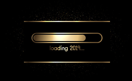 Loading 2019 New Year golden creative festive poster with progress bar. Vector background.のイラスト素材