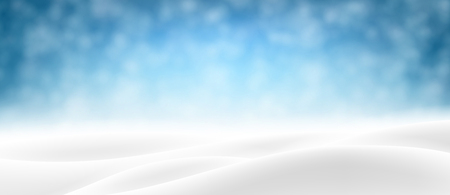 Blue shiny blurred banner with winter landscape and snow for seasonal, Christmas and New Year design. Vector background.のイラスト素材