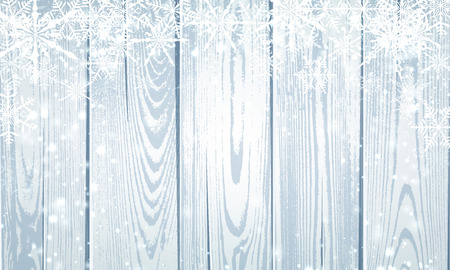 Grey shiny wooden textured winter poster with white snowflakes for seasonal, Christmas and New Year design. Vector background.
のイラスト素材