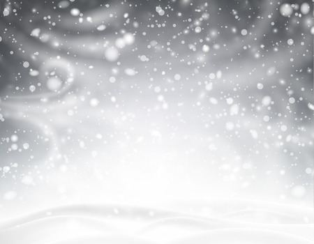 Grey shiny poster with winter landscape, snow, wind and blizzard. Vector background.のイラスト素材