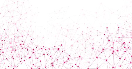 Global social communication white horizontal banner with pink polygon network mesh. Vector illustration.
のイラスト素材