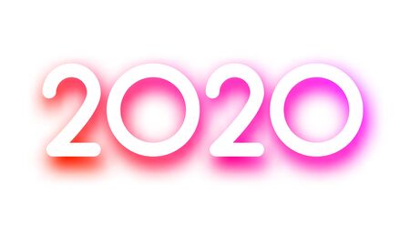 Purple spectrum 2020 new year festive sign on white background. Christmas decoration - Vector