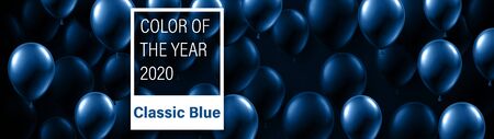 Classic blue swatch composed of realistic balloons. Color 2020 trend. Vector illustration. 