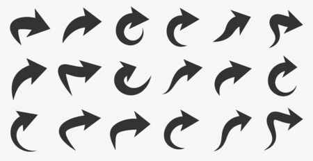 Set of grey curved arrows isolated on white background. Vector illustration.
のイラスト素材