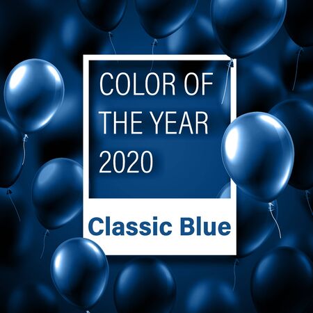 Classic blue swatch composed of realistic balloons. Color 2020 trend. Vector illustration. 
のイラスト素材